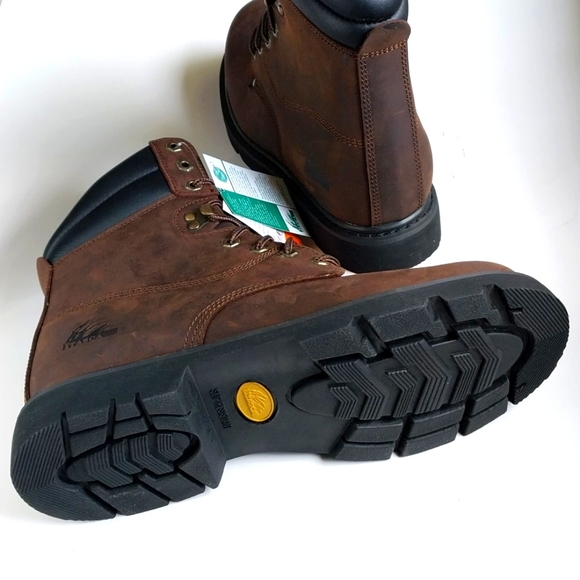 Leather Work Boots Padded Collar Goodyear Construction Brown by ITASCA - Picture 10 of 15